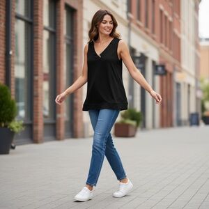 Banana Republic Black V-Neck Blouse Size Large. Cotton‎ Blend NWOT